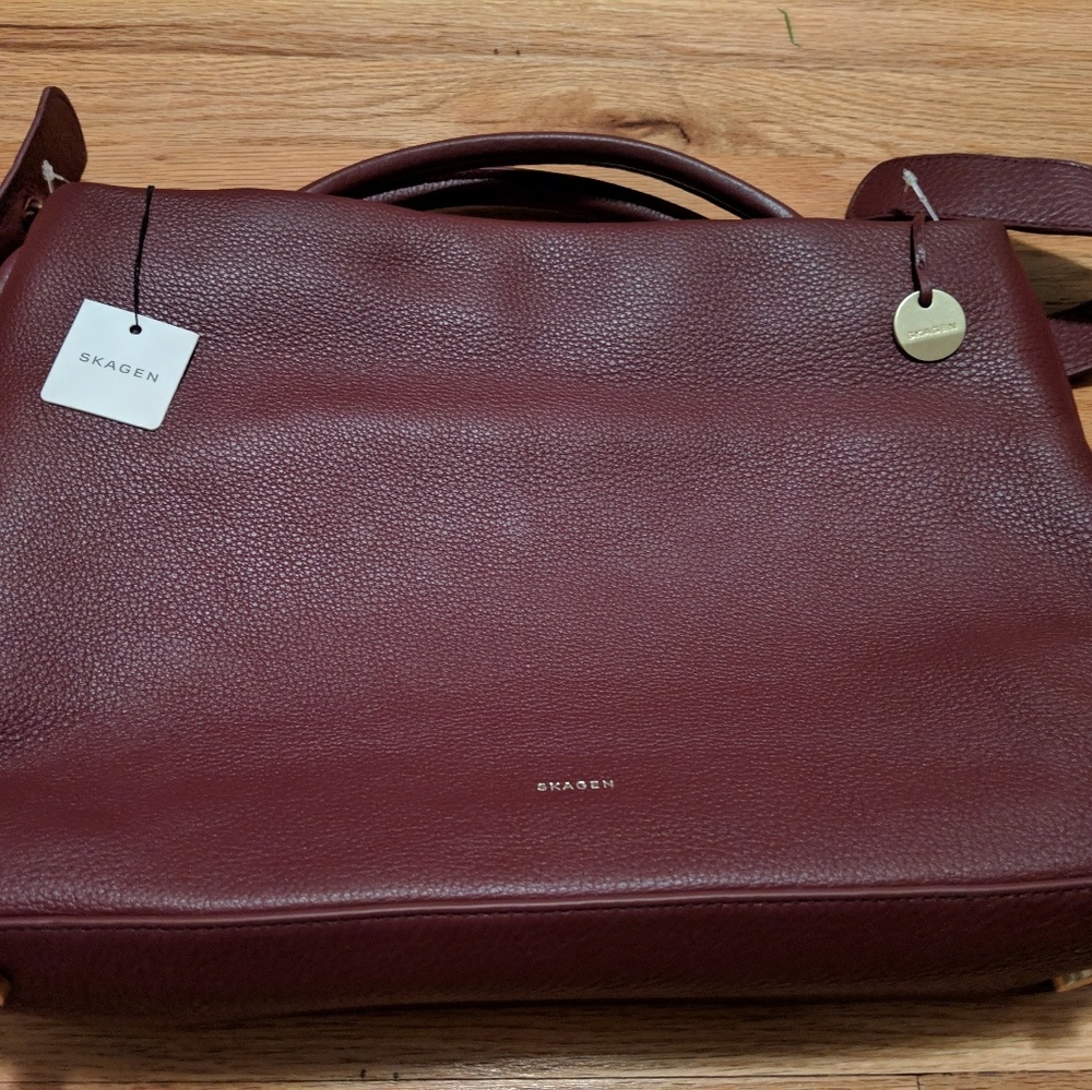Skagen mikkeline satchel cordovan nwt